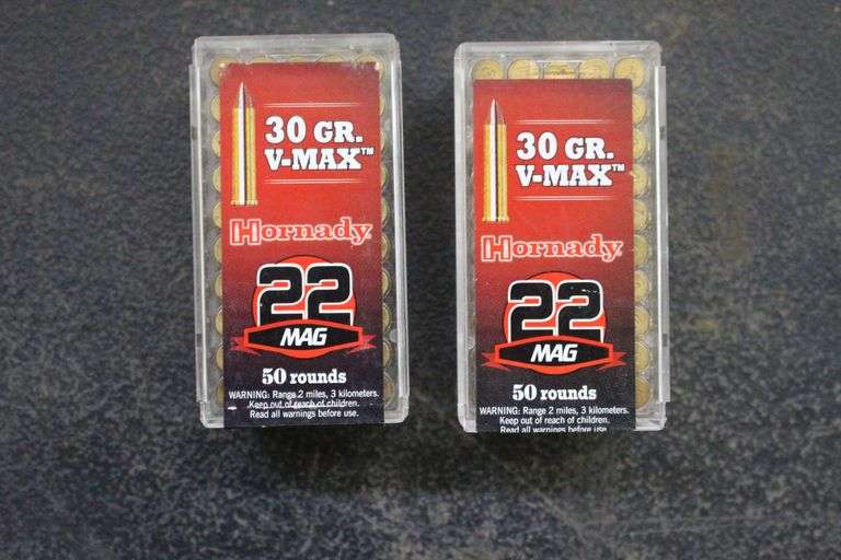 (2) Boxes of Hornady 30 gr VMAX 22 Mag image