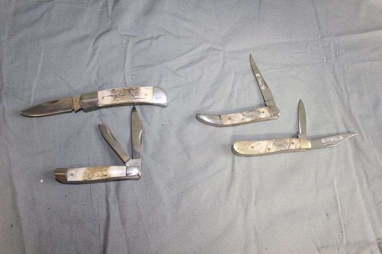 Troublesome Creek Collector Edition Single Blade Toothpick and 2 Blade Pocket Knife Father and Son Set, Gerber 2007 Collector's Edition Antlered Single Blade, and 2 Blade Pocket Knives image