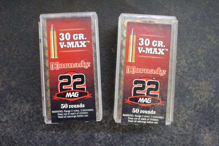 (2) Boxes of Hornady 30 gr VMAX 22 Mag image