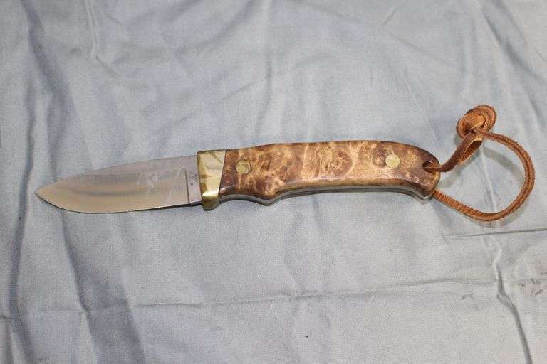 Schrade PH2W Iron Wood Handle Nickel Bolster Fixed Blade Knife with Leather Sheath image