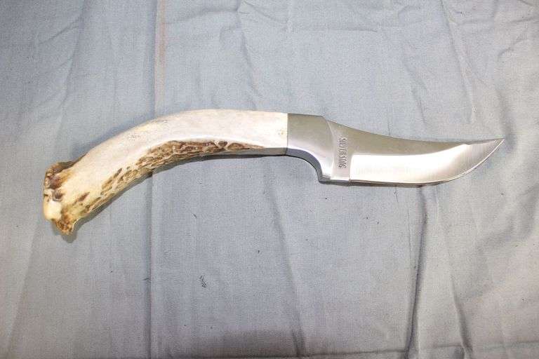 Silver Stag Antler Handle Fixed Blade Knife image