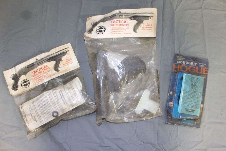 Hogue Monogrip Revolver Stock, Tactical Grips Mossberg 500 or 600 Rear Grip, and Tactical Grips Mossberg 500 or 600 Forend Grip image