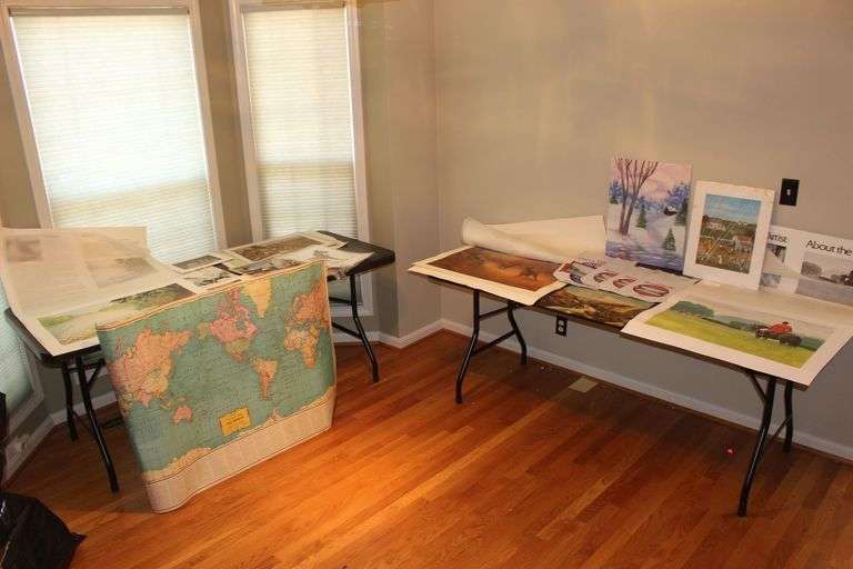 World Map, Falls of Rough Flour Sacks, and Assortment of Prints image