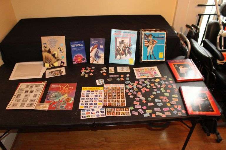 Minuteman Stamp Collection, The Postal Service Guide to Stamps, The Harris Freedom 2 Stamp Album, State Flag Stamps, 1998 Stamp Year Book, Science and Scientists Stamps, and the Commemorative Stamp Collection image