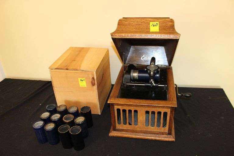 Edison 30 Cylinder Phonograph and Misc. Cylinders image