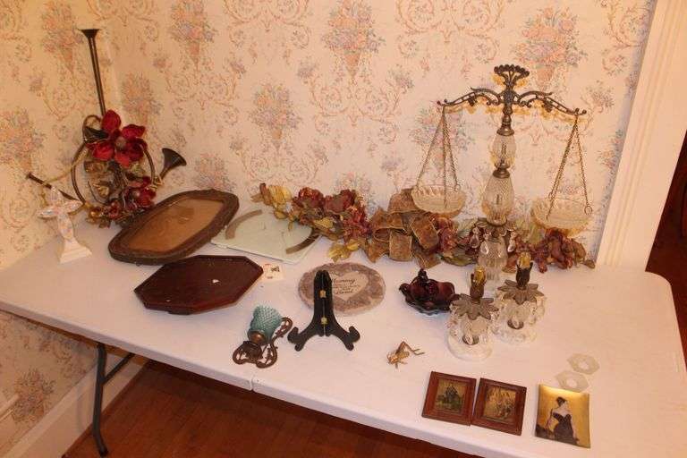 Scale of Justice, Picture Frame, Horn Wall Decoration, Candle Stands, Electric Scale, and Misc. Wall Decor image