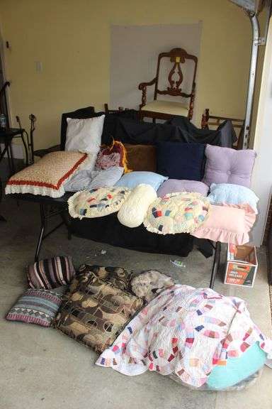 Various Sized Pillows and Machine Stitch Quilt image
