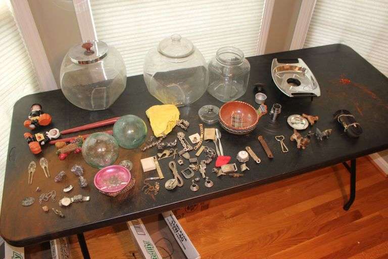 Candy Jars with Lids, Can Openers, Figurines, Jewelry, and Misc. image