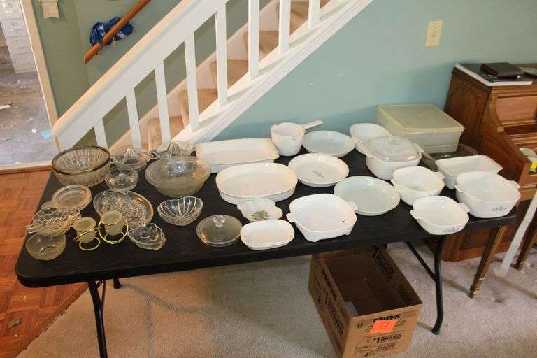 Corningware Baking Dishes, Juicers, Candy Dishes, Butter Trays, Glass Dishes, Bowls, Plastic Containers, and Misc. image