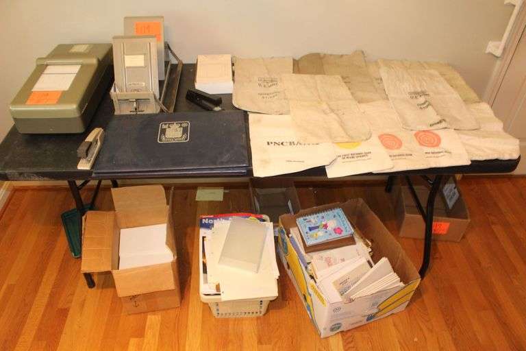 Receipt Machine, Organizer, Bank Money Bags, Staplers, Receipt Books, and Misc. image
