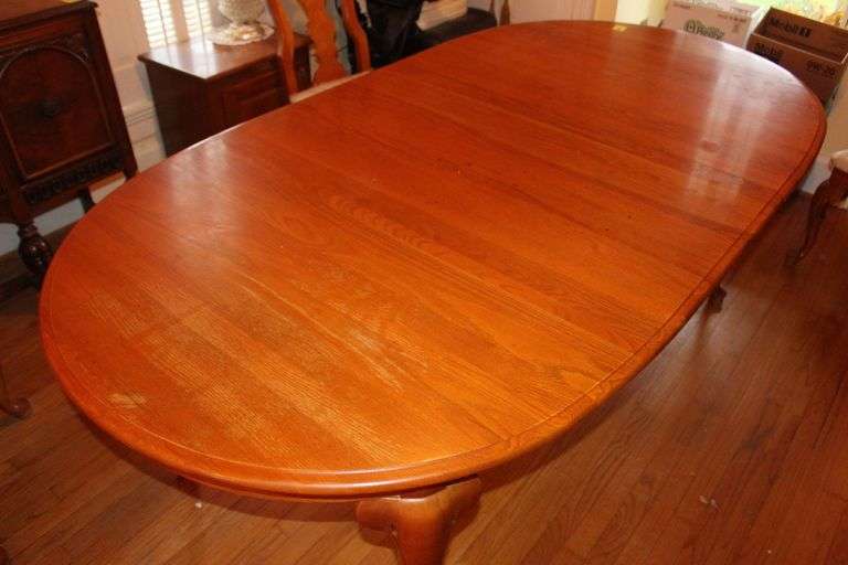 Giguere and Morin Dining Room Table, (6) Chairs, and (2) Leaves