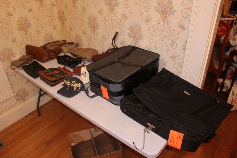 Ciao! Garment Bag, Samsonite Suitcase, Hand Bag, Dooney and Bourke Purse, Kentucky Derby Hats, and Misc. image