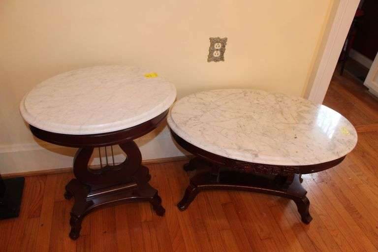 Marble Top Harp Coffee Table and Marble Top Harp End Table image