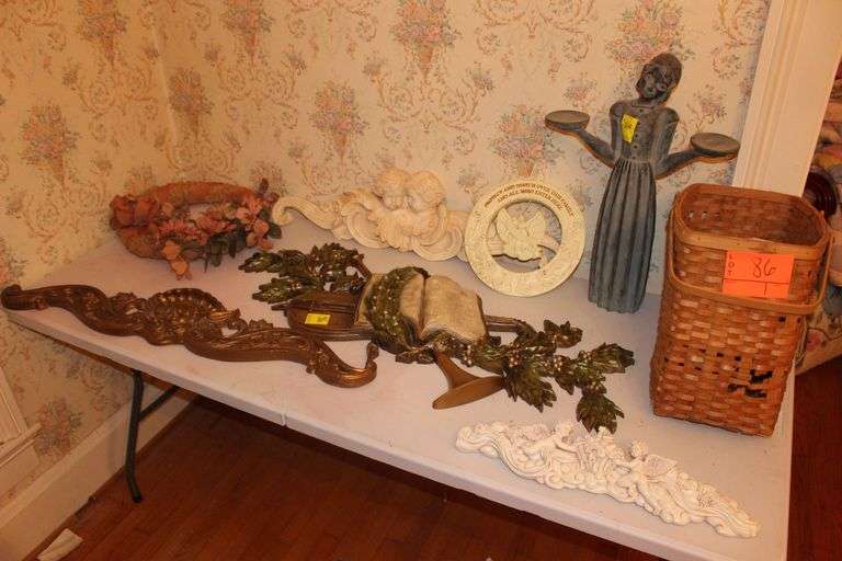 Server Statue, Wicker Basket, Wreath, and Misc. Wall Decor image