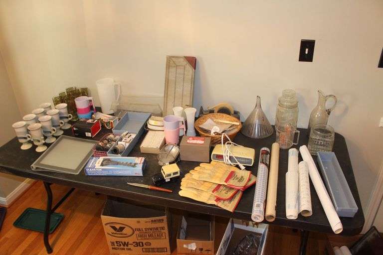 Cups, Glasses, Matches, Shoe Polish, Candle Holders, Alarm Clock, Contact Paper, and Misc. image