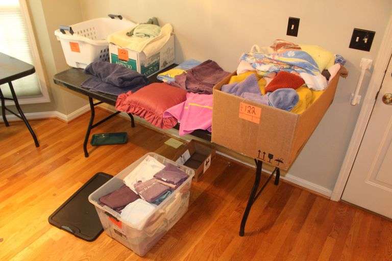 Pillows, Towels, Wash Clothes, Hand Towels, Clothes Basket, and Misc. image