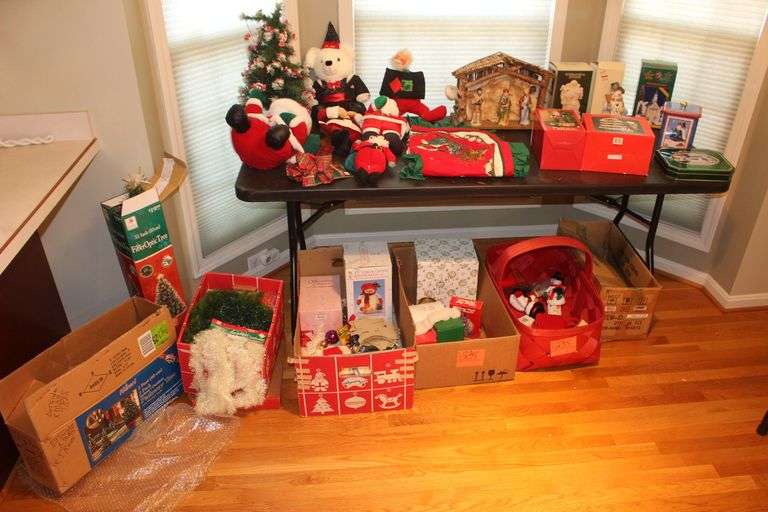 Christmas Toys, Trees, Nativity, Figurines, Garland, Bags, and Misc. image