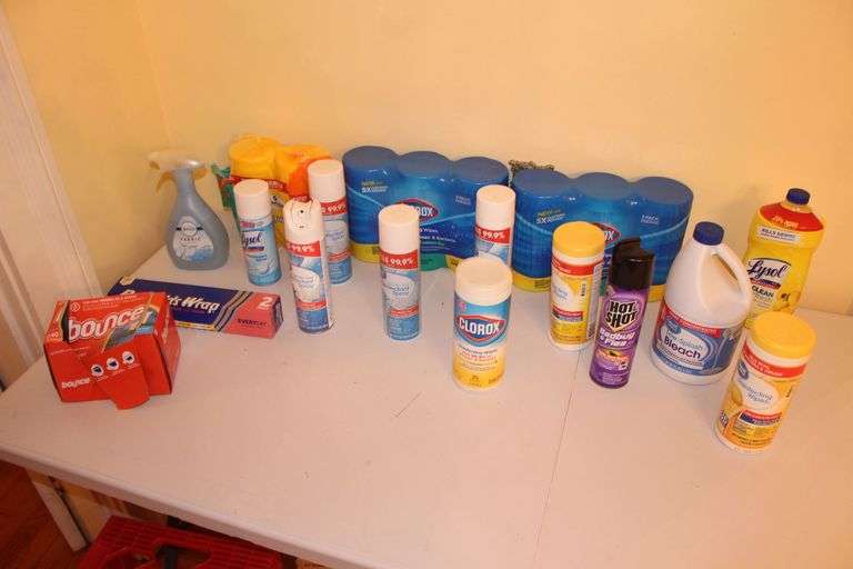 Clorox Wipes, Lysol Multi Surface Cleaner, Reynolds Wrap, Febreeze, Disinfectant Spray, and Misc. Cleaning Supplies image