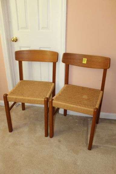 (2) Wicker Bottom Wooden Chairs image