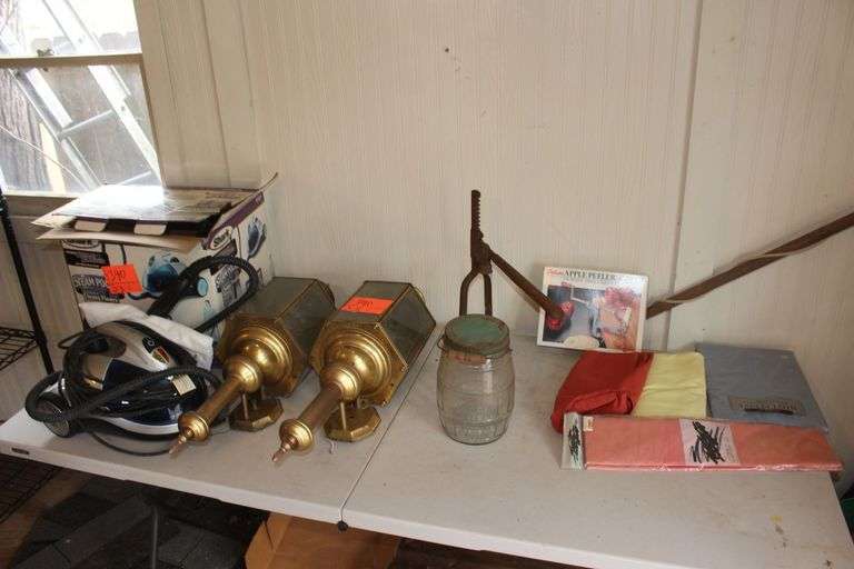 Outdoor Sconces, Bottle Capper, Table Cloths, Apple Peeler, Shark Steam Blaster, Flag, and Misc. image