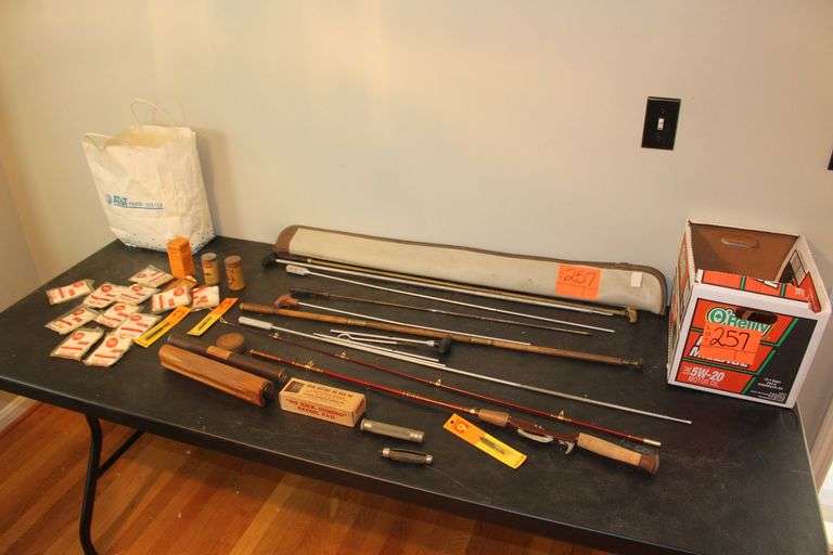 Fishing Rod, Gun Cleaning Supplies, and Fishing Case image
