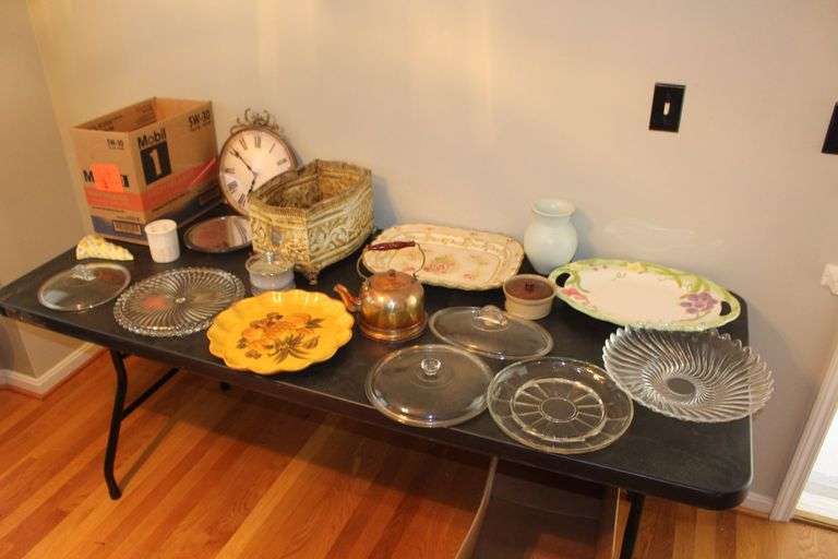 Decorative Platters, Tea Pot, Clock, Vase, and Misc. image