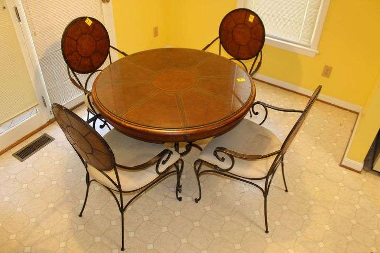Glass Top Dining Table and  (4) Cushioned Chairs image