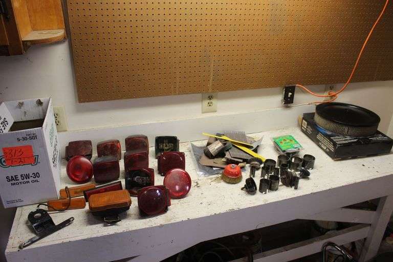 14 Inch Air Filter, Lights, Sand Paper, Hole Saw Bits, and Misc. Bits image