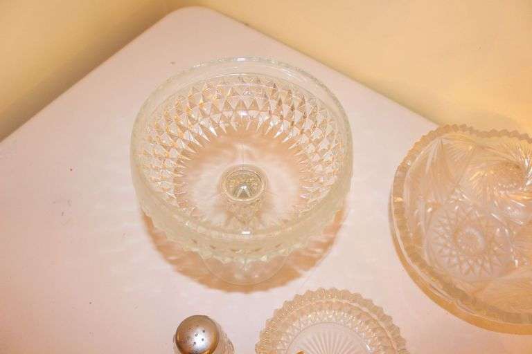 Cake Plate, Glass Coasters, Candy Dishes, Serving Bowl, and Misc. Glassware