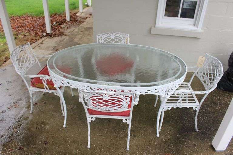 Aluminum Glass Top Patio Table and (4) Chairs image