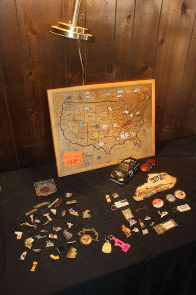 Map of USA Cork Board, Pins, Patch, and Dale Earnhardt #3 Model Car image