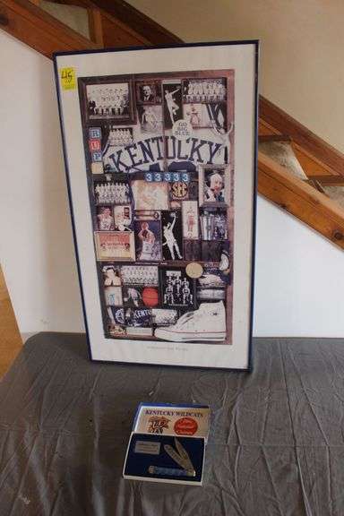 Kentucky Wildcats 2 Blade Pocket Knife and Kentucky Wildcats Framed Picture image