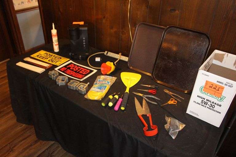 Keurig Coffee Maker, Power Strip, Poly Rope, (4) Truck Topper Clamps, Pliers, Screwdrivers, and Misc. image