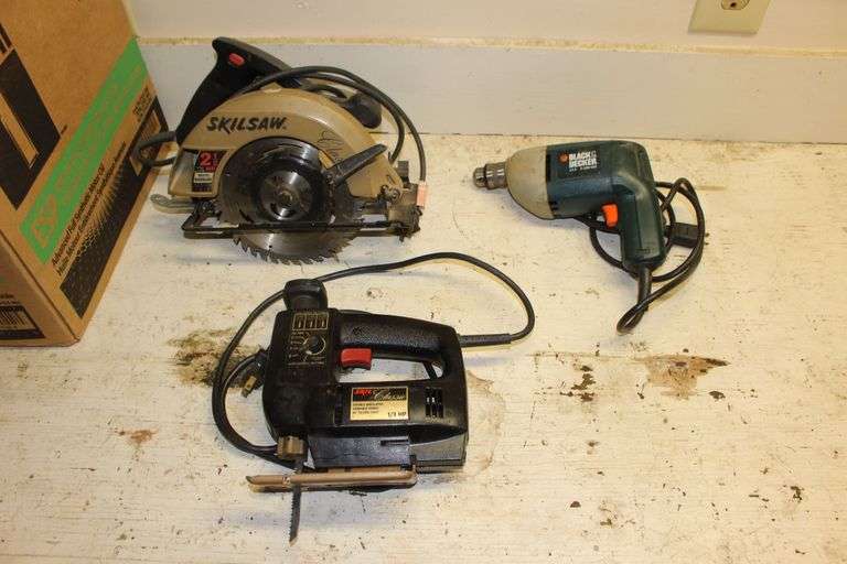 Black & Decker Drill, Skil Jigsaw, and Skilsaw Circular Saw image