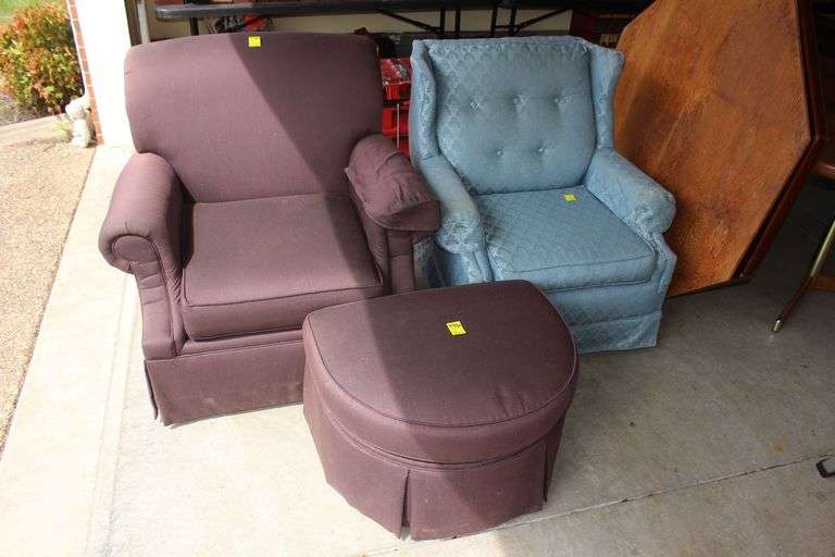 Bassett Armchair With Ottoman and Cushioned Arm Chair image
