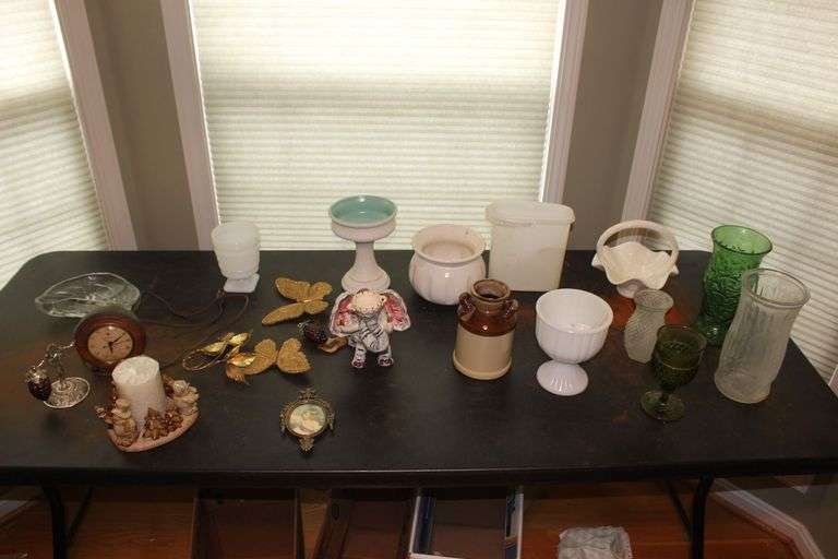 Vases, Candy Dishes, Figurines, Clock, Candle, and Misc. image