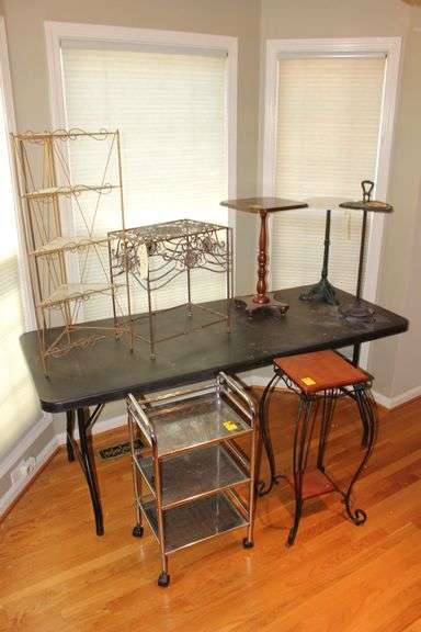 Metal, Wood, Marble Top Side Tables, Ashtray Stand, Corner Shelf, and Plant Stand image