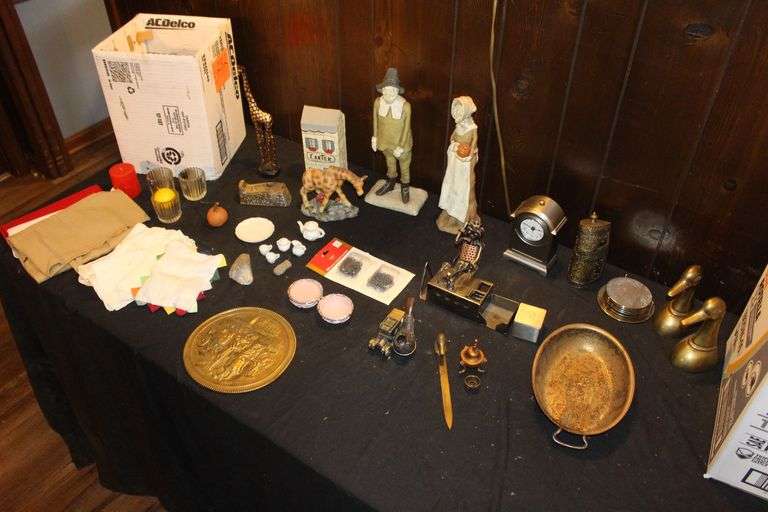 Figurines, Pipe Stands, Letter Opener, Brass Duck Heads, Coasters, Fabric, and Misc. image