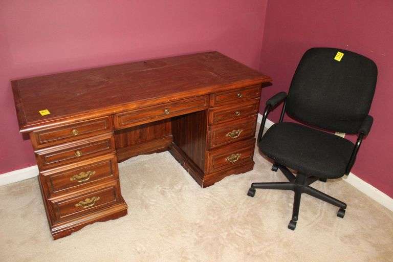 Wooden Desk and Office Chair image