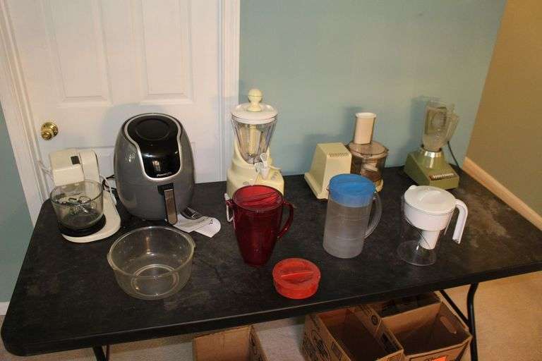 Power XL Air Fryer, Back to Basic Blender, Osterizer Blender, Pitchers, Sunbeam Mixer, Mixing Bowl, and Dual Speed Food Processor image