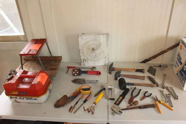 Pliers, Hammers, Wrenches, Tape, Fuel Tank, Roller Seat, and Misc. image