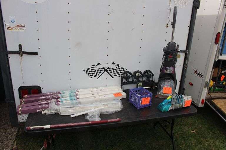 (4) Boxes of Gila Window Film, Bissell Quick Steamer, Dirt Devil Stain Cleaner, Garden Fencing, and Electric Blinds image