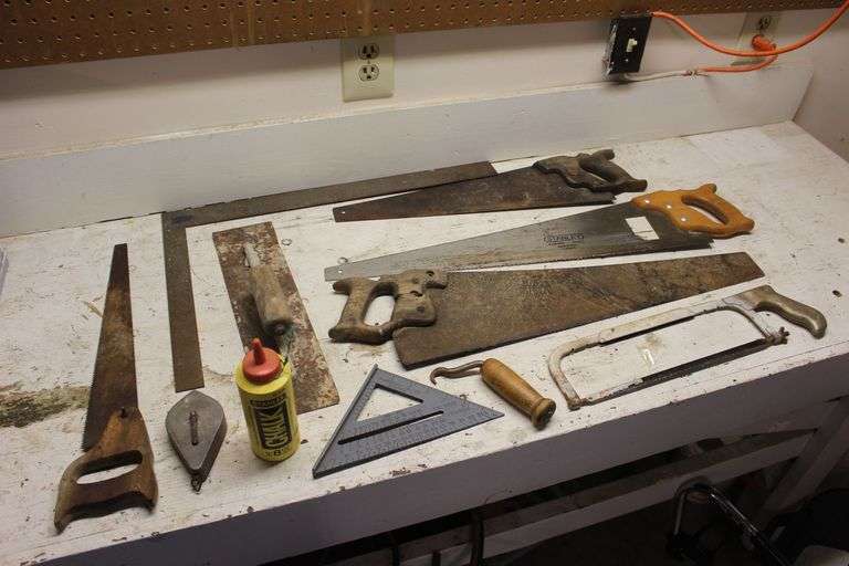 Hand Tools, Saws, Trowel, Chalk Line, Square, and Misc. image