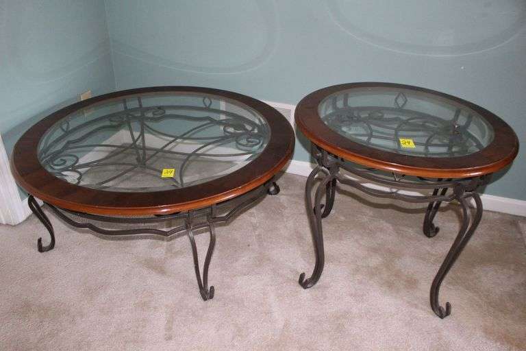 Glass Top Circular Coffee Table and Circular End Table image