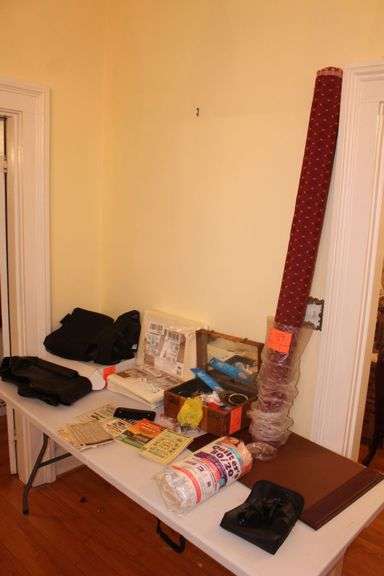 Bushnell Binoculars, Rug Gripper, Farmers Almanacs, Candles, Ribbon, Car Bra, Fabric, Quilt Batting, Jewelry Box, and Misc. image