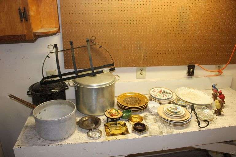 Pots, Pans, Ash Trays, Christmas Items, Plates, Platters, and Misc. image
