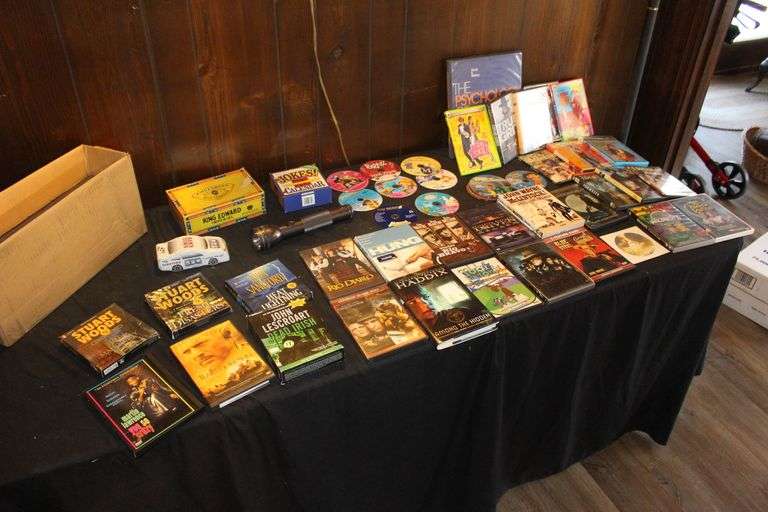 DVDS, Cigar Box, Maglite Flashlight, and Misc. image