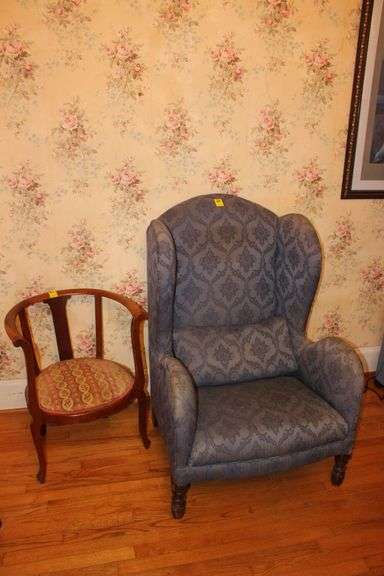 Floral Wingback Chair and Cushioned Arm Chair image