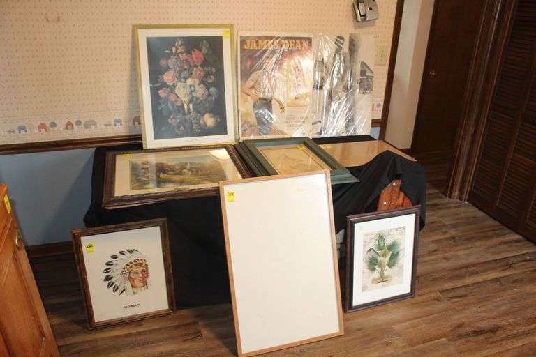 Various Pictures, Picture Frames, and Cork Board image