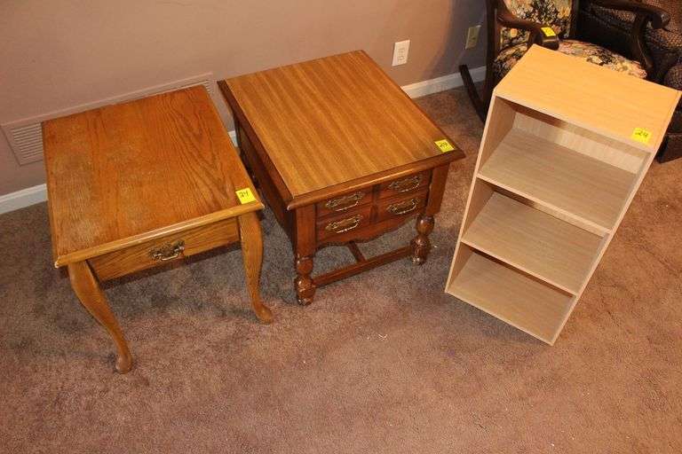 (2) End Tables and 3 Section Bookshelf image
